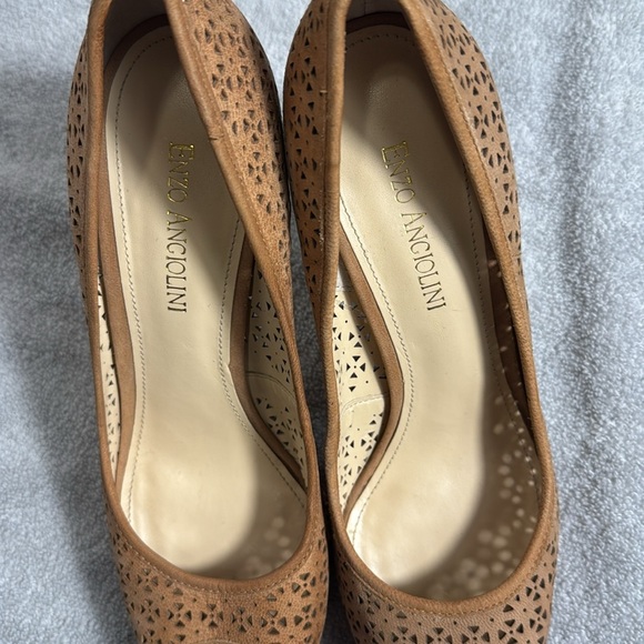 Enzo Angiolini heels Edemario9 Natural Tan Peep Toe Heels size 7.5   7 1/2M - Picture 7 of 11